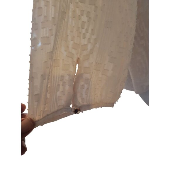 TALBOTS Sheer White Textured Blouse Split Neckline Detail beach coastal lightwei - Picture 3 of 9